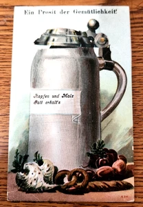 Postal Mecánica Munuch Criada Gato y Mono Dentro Cerveza Stein Dios Bendice Lúpulo - Imagen 1 de 3