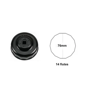 76mm 14 Flutes Automobiles Oil Filter Cap Type Wrench Socket Remover Tool Black - Picture 1 of 6