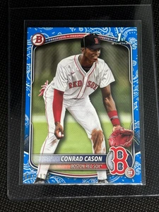 2025 Bowman Baseball Conrad Cason 1st Bowman RC Blue Pattern /125 Red Sox BP-130 - Picture 1 of 2