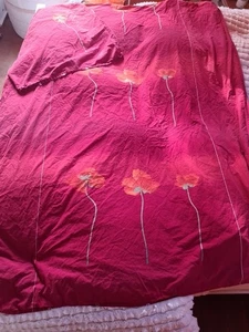 2 teilige Bettwäsche 150 x 200 baumwolle rot Mohnbumendesign - Bild 1 von 2