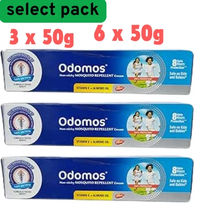 3 X Odomo Non-Sticky Mosquito Repellent Cream With Vitamin E & Almond - 50g - Image 1 of 4