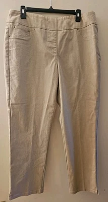 Ruby Rd. sz 14 pull on slimming contour waistband ankle pant / khaki NewWithTags - Image 1 of 4