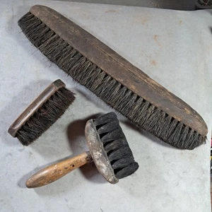 Vintage Bristle Brush Bundle: 13½" Decorators Brush, Shoe Brush & Hearth Brush - Picture 1 of 14