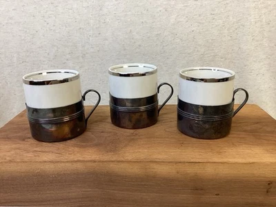 3 tazas de café espresso de colección porcelana y plata Brasil L25520 Foto 1 de 4