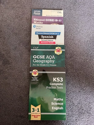 KS3 GCSE Maths Science English Spanish Geography Books x4 - Image 1 of 4