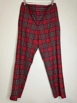 Talbots Red Plaid Tartan Pants NWT size zip plaid pant in size 12 - Image 1 of 4