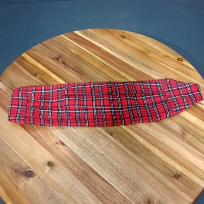 Vintage Cummerbund Red Christmas Tartan Plaid Hook Loop Adjustable Pleated 41 in - Image 1 of 4