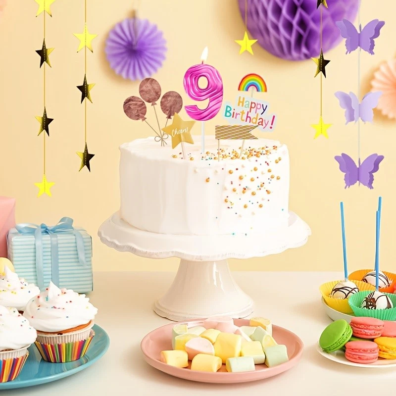 Vela de cumpleaños numérica estilo rayas, vela numérica diseño texturizado estriado Foto 1 de 4