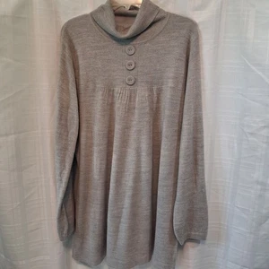 Penn Wright Manson Sweater Top Mockneck Grey Womens 1Xl Long Lagenlook - Picture 1 of 9