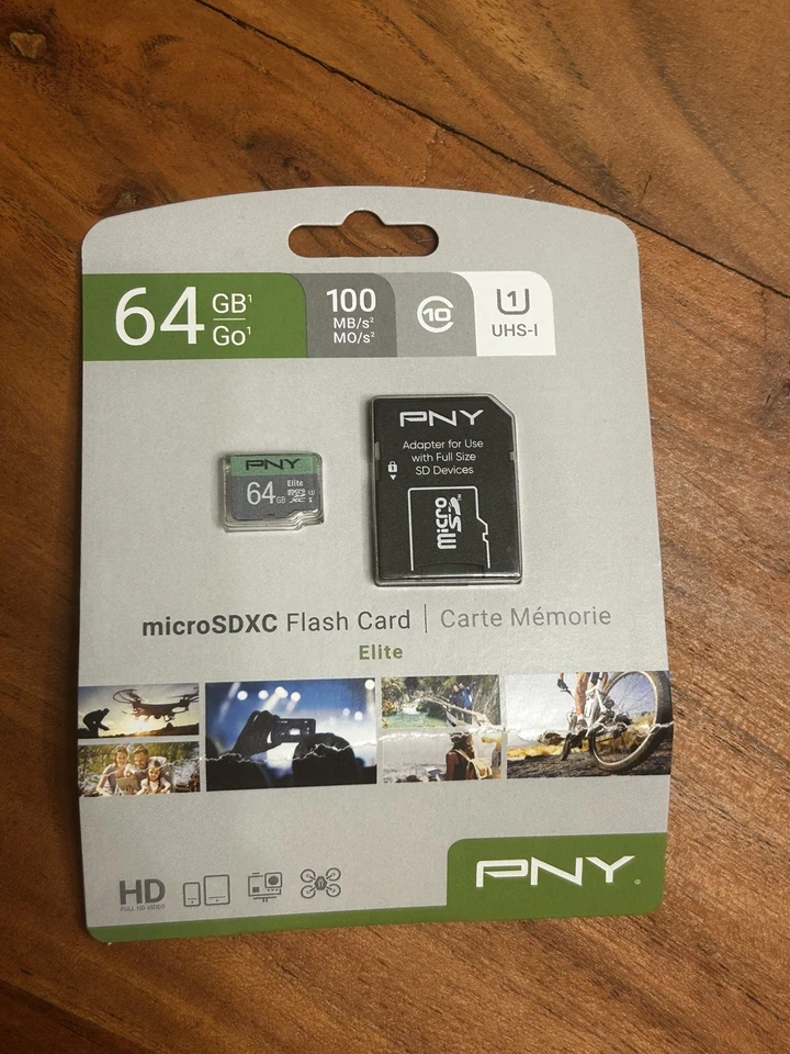 PNY Elite 64GB Class 10 microSDXC Flash Memory Card With Adapter New - Image 1 of 3