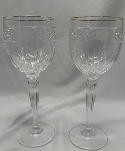 Waterford Crystal Carleton Shell Wine Glass Gold Rim 7.5" - Set Of 2 - Picture 1 of 5