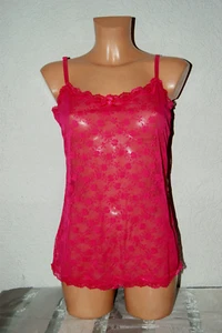 SPITZEN - Dessous Hemdchen Negligee Nachtkleid Babydoll transparent pinkrot M - Bild 1 von 3