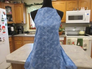 Women's Adult Hand-Crafted Apron for Kitchen/Art Work/Gardening~ Blue Floral - Picture 1 of 5