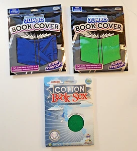 Lot of 3 Jumbo Books Covers Book Sox Blue Green New - Picture 1 of 5