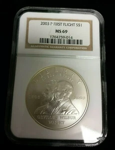 2003 P First Flight Centennial Commemorative Silver Dollar - NGC MS69 - Bild 1 von 2