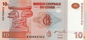 Banknote Kongo P93a 10 Francs 2003 - Bild 1 von 2