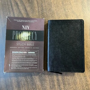 NIV 1984 Prophecy Marked Reference Study Bible - Black Bonded Leather - OOP 84 - Picture 1 of 7