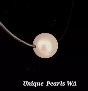 Large South Seas Shell Pearl Necklace NEW on black neck band - Picture 1 of 2