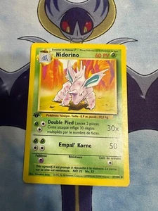 Pokemon FRENCH 1st Edition NIDORINO 37/102 Uncommon 1998 LP - Picture 1 of 2