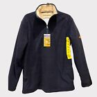 NEW Orvis 1/4 Zip Pullover Sweater Mens Size Small Blue Sherpa Lined Mock Neck