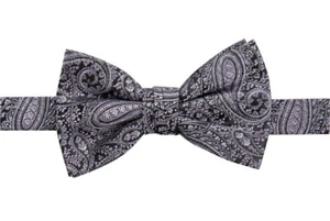 New Mens Ryan Seacrest Distinction Purple  Zinnia Paisley Silk Pre-Tied Bow Tie  - Picture 1 of 1