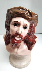 Bust of Jesus at Crucifixion Thorn Crown Vintage 1980's Hand Painted Ceramic - Picture 1 of 4