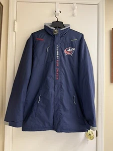Reebok Columbus Blue Jackets NHL Full Zip Jacket Size M Center Ice Blue - Picture 1 of 12