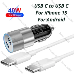 40W USB-C Fast Car Charger For iPhone 15 Pro Max Plus iPad Android Type-C Cable - Picture 1 of 16