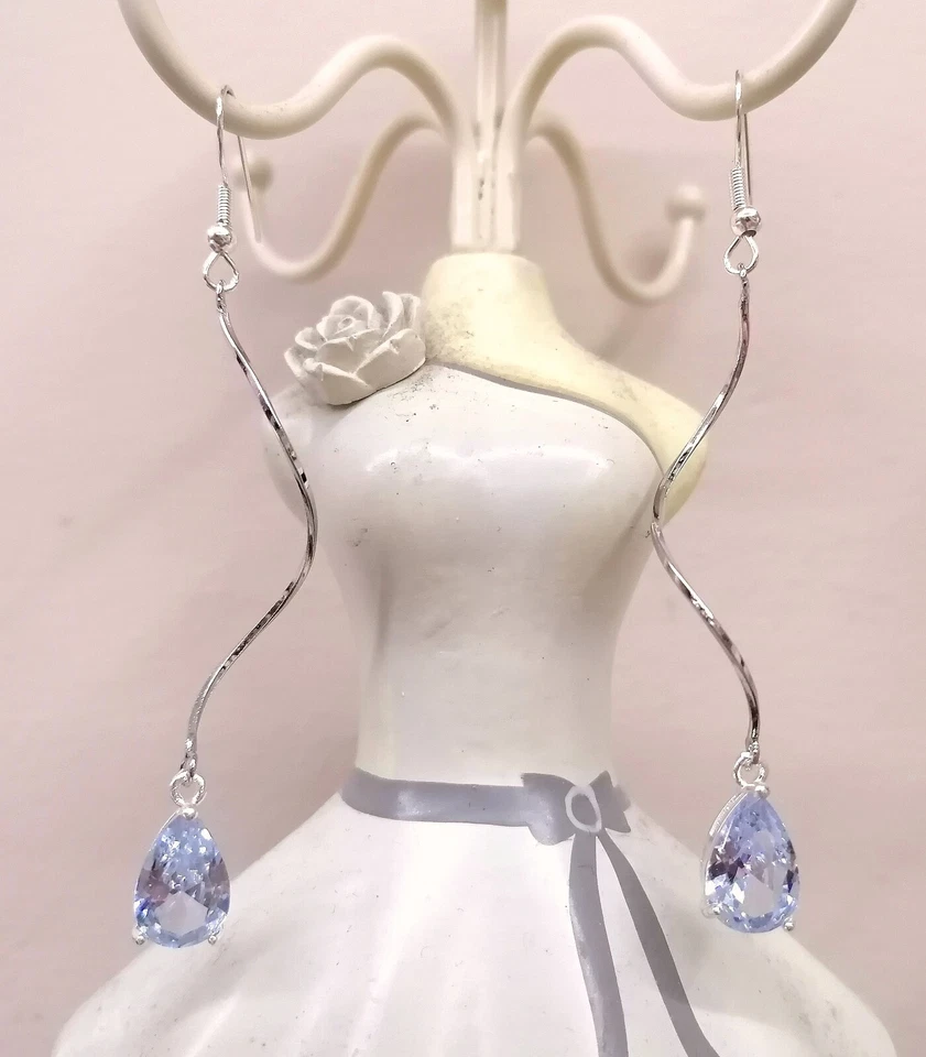 Orecchini Argento 925 E Cabochon Goccia Cristallo - Immagine 1 di 1