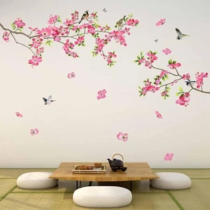 PinkEleph Pink Cherry Blossom Wall Stickers - Wildflower Flower Tree Branch - Picture 1 of 6