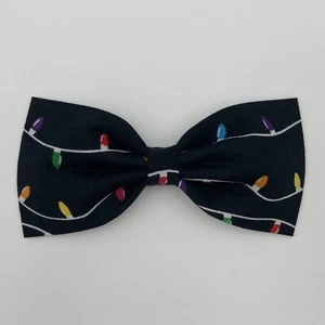 Christms Lights Bow Tie Clip On Handmade Hand Crafted Holiday Pretied Colorful - Picture 1 of 6