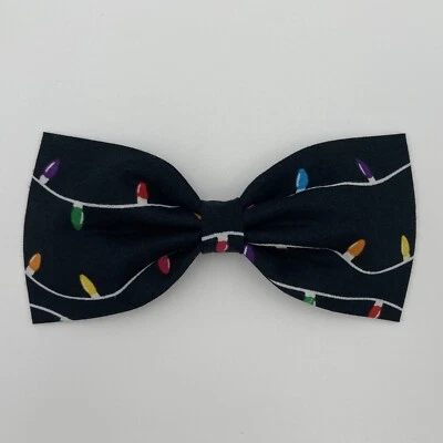Christms Lights Bow Tie Clip On Handmade Hand Crafted Holiday Pretied Colorful - Image 1 of 4
