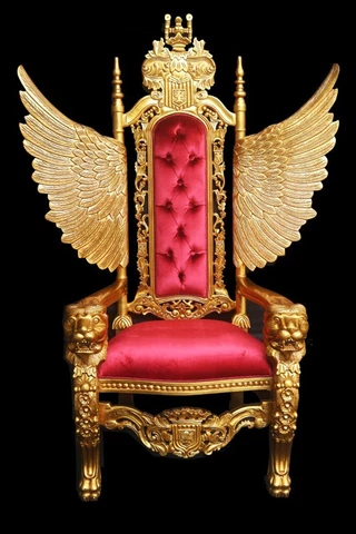 Elegant Carved Mahogany Gold Lion Chair with Wings-71.5''H Cover