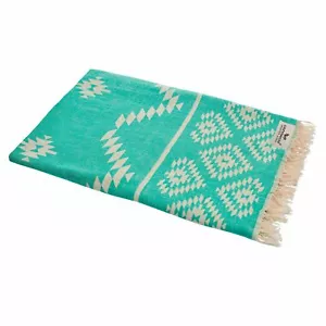 Hamamtuch Kelim Ethno grün Strandtuch Pareo Saunatuch 90x175 cm 100% Baumwolle - Bild 1 von 8
