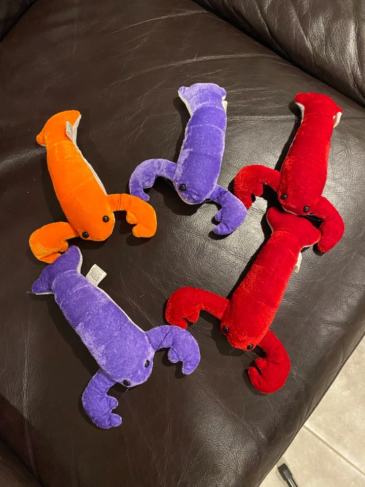 Vintage small lobster plush lot of 5 purple, orange, and red - Image 1 of 1