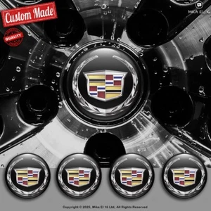 Cadillac Aufkleber Set aus 4 Stück 3D-Gel-Silikon Radnabenkappen Nabendeckel - Bild 1 von 6