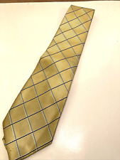 Neck Tie. Soft yellow with blue diagonal pin stripe pattern. Branded Thomas Nash