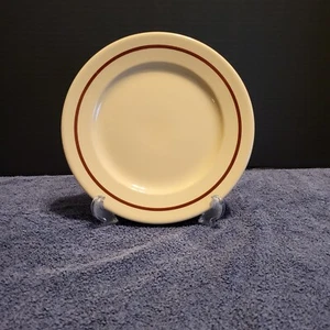 Buffalo China Cafe VTG Restaurant Ware Tan w/Brown Rim 9" Heavy Luncheon Plate - Picture 1 of 7