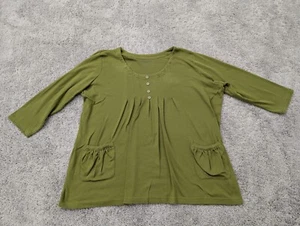 Roaman's Top Blouse Women's 1x 22/24 Pullover 3/4 Sleeve Button Casual PLUS Size - Picture 1 of 8