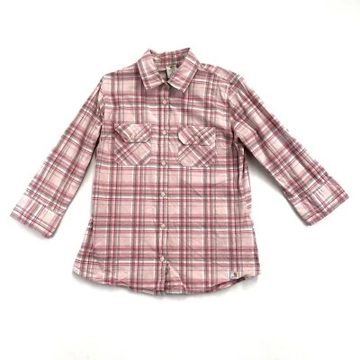 Carhartt Womens 3/4 Sleeve Pink Plaid Button Up Collared Shirt Size XL - Image 1 of 4