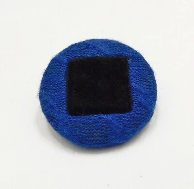 Vintage Big Button Royal Blue Cable Knit Black Velvet Metal Back Shank 1-9/16" - Image 1 of 4