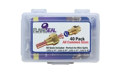 40 Pack FlareSeal Ductless Mini Split Kit Flare Seal Leak Free Gasket MSK-40