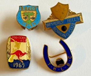 4, VINTAGE BOWLING CLUB Australia & New Zealand - Enamel Brooch Badges - Picture 1 of 2