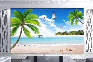 3D Trees Boat Beach 74 Wall Paper Murals Wall Print Wall Wallpaper Mural AU Kyra - Picture 1 of 5