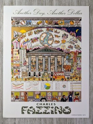 Charles Fazzino 3d Promotional Flyer "Another Day Another Dollar" 1997 - Image 1 of 4