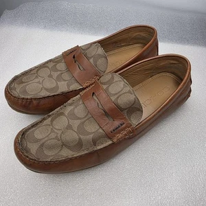 Coach Mott Driver Men's Size 12 D Loafers Shoes signature FG2983 Khaki - Picture 1 of 18