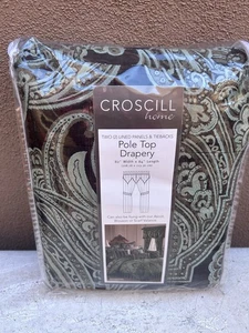 CROSCILL HOME ~ Talt Chocolate ~ Cortinas con tapa de poste 2 paneles forrados + TB’s 82” x 84” - Imagen 1 de 10