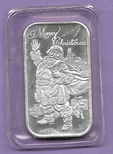 MERRY CHRISTMAS (ST 252)   .999 SILVER ART BAR - Picture 1 of 2