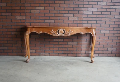 Mesa de sofá ~ Mesa consola de marquetería clásica para coleccionistas de Ethan Allen Foto 1 de 4