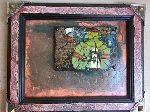 9/11 Heroes Tribute von Tazz Original Mixed Media Gemälde gerahmt 23,75 "x 22,5". - Bild 1 von 9
